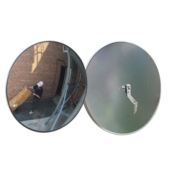 Se-Kure Convex Safety Mirror, Acrylic, 26 in, Galvanized Steel Back, Circular, 160 Degrees Viewing Angle SCVO-26Z-GB - main
